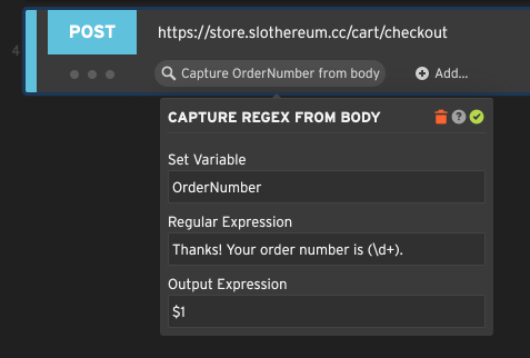 Capturing a system-generated order number with a regular expression