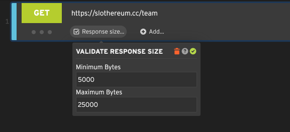 Validating the response size of the primary request